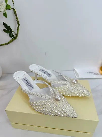 Ivory Beaded Pointed Mules — mules style example